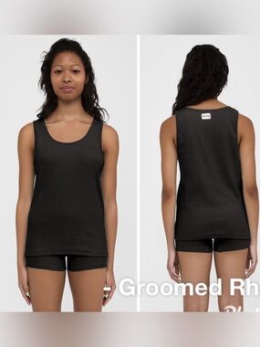 Pleasing Black Ribbed Tank Top Size 3XL